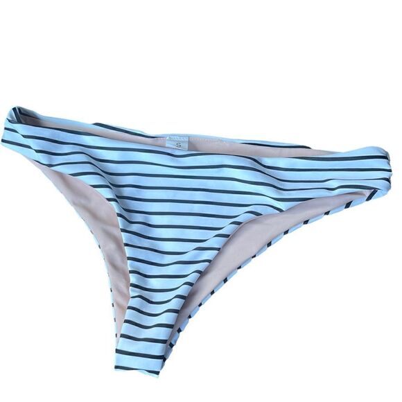 BLACK STRIPED WHITE BIKINI BOTTOMS SMALL - Picture 2 of 7